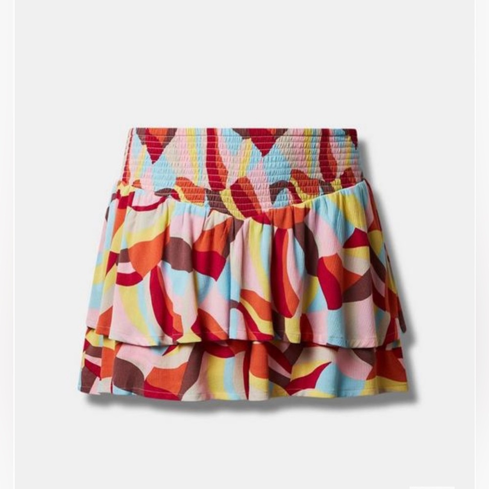 torrid Multicolor Abstract Print Tiered Skort